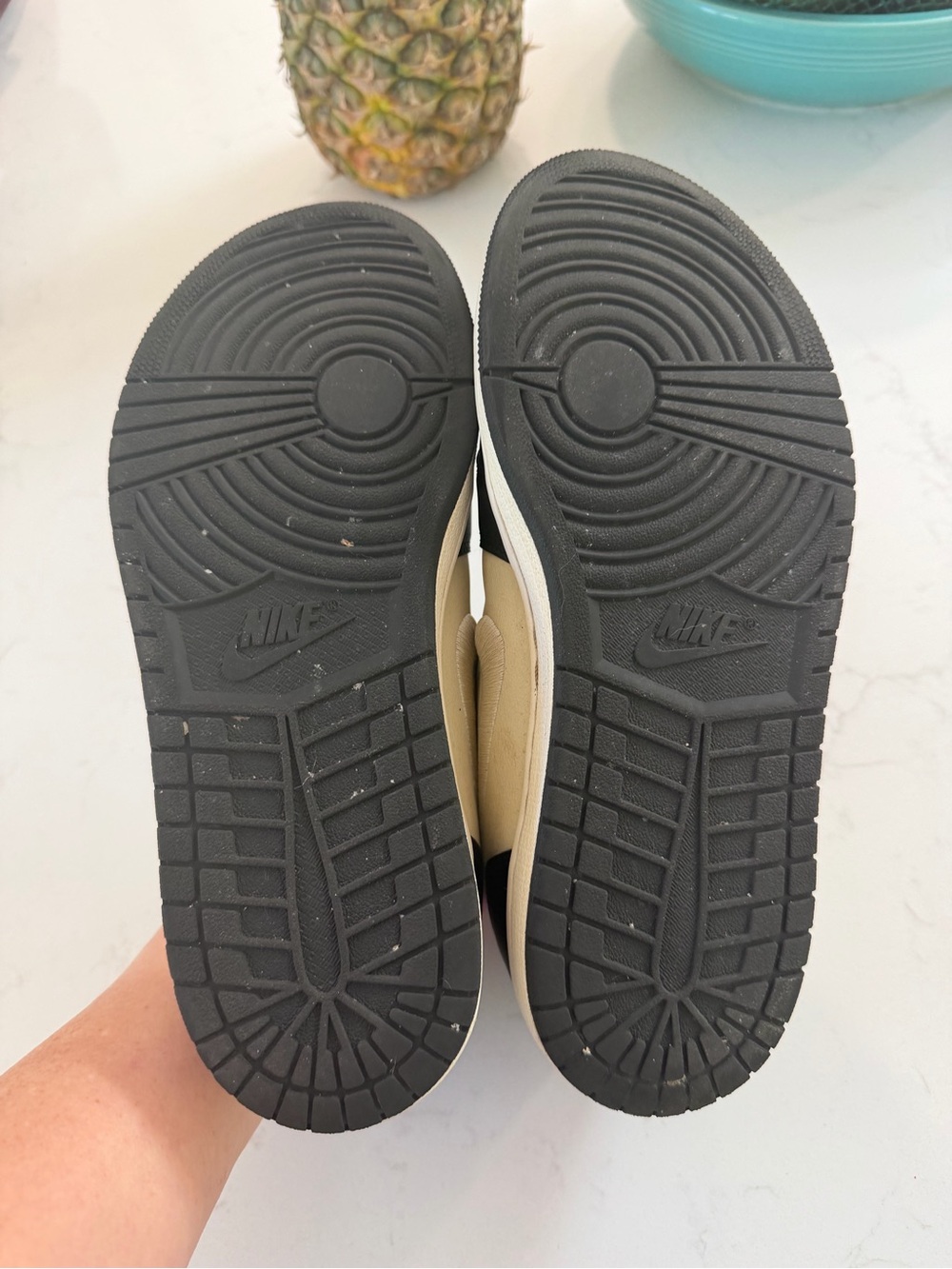 Nike Low Top Leather Sneakers - Black, Cream & Blue Accent - Picture 2 of 6